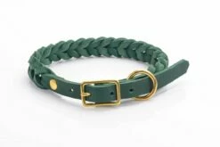 Bellepet Fettleder-Halsband Geflochten "Braidy" Mit Schnalle - Messing -Angebote Hundeleinen Store Bellepet Halsband Braidy tannengruen 1280x1280