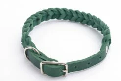 Bellepet Fettleder-Halsband Geflochten "Braidy" Mit Schnalle - Chrom -Angebote Hundeleinen Store Bellepet Halsband Braidy tannengruen chrom 1280x1280