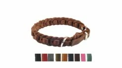 Bellepet Fettleder-Halsband "Braidy Deluxe" Geflochten Mit Schnalle - Chrom