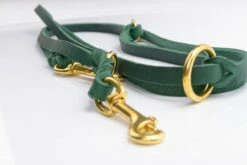 Bellepet Fettleder Verlängerungsleine 3m 3-fach Verst. - Messing -Angebote Hundeleinen Store Bellepet Verlaengerungsleine tannengruen messing 1280x1280