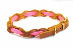 Bellepet Halsband "Braidy Farbrausch" Messing Mit Cognacfarbenem Leder