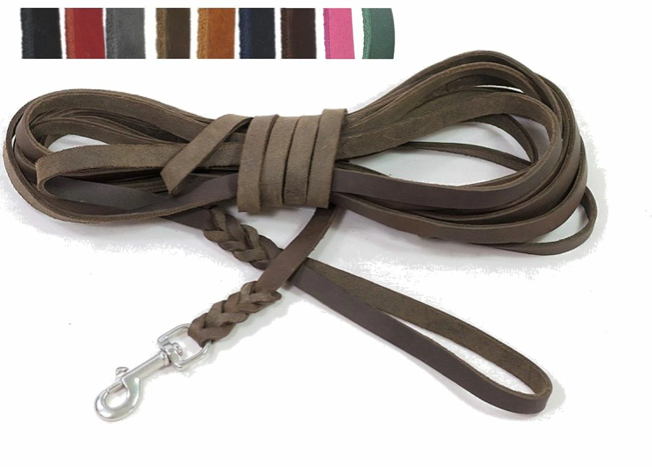 Bellepet Fettlederleine / Schleppleine 5m Mit Handschlaufe - Edelstahl 3 Bellepet Fettlederleine / Schleppleine 5m Mit Handschlaufe - Edelstahl